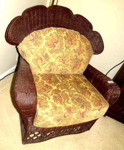 Wicker armchair and ottoman