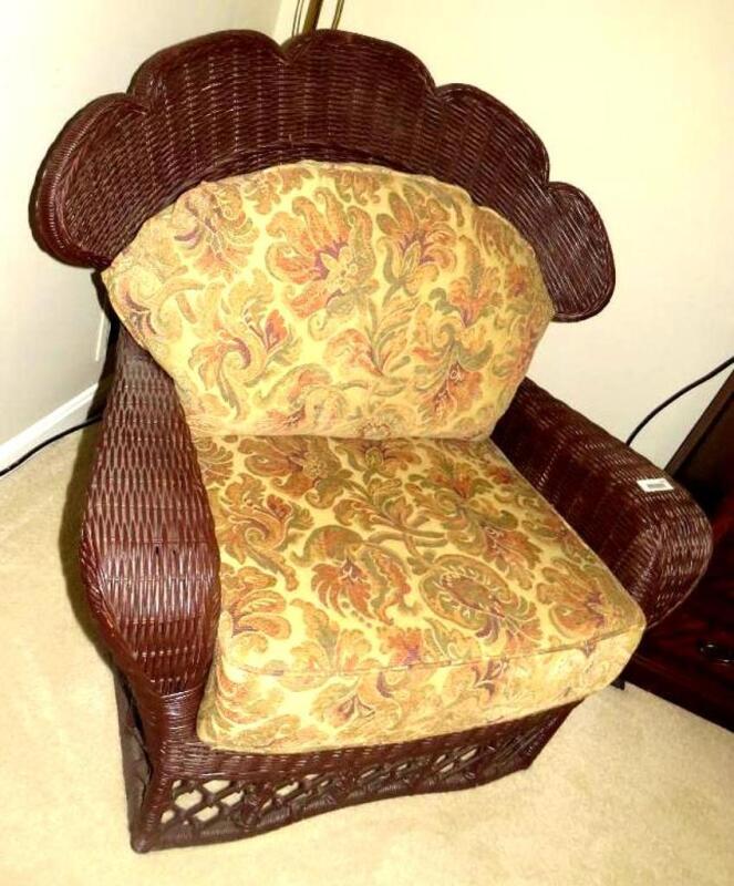 Wicker armchair and ottoman