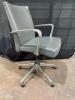 3 Grey Low Back Office Chairs with Silver Arms - 4