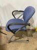 2 Navy Office Chairs with no wheels - 4