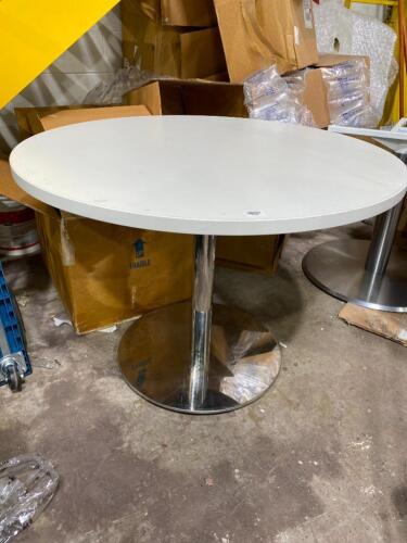 White Round Table with chrome base