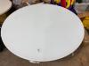 2 White Round Tables with Glass Tops and Bases - 3