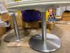 2 White Round Tables with Glass Tops and Bases - 4