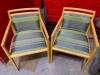 2 Gray and Green Striped Fabric Chairs