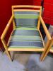 2 Gray and Green Striped Fabric Chairs - 2