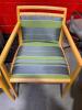 2 Gray and Green Striped Fabric Chairs - 3