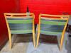 2 Gray and Green Striped Fabric Chairs - 6