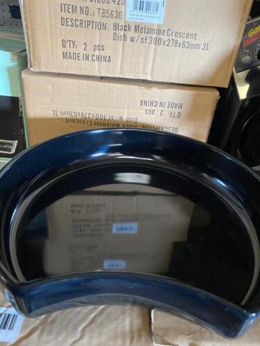 6 Black Melamine Crescent Serving Dishes