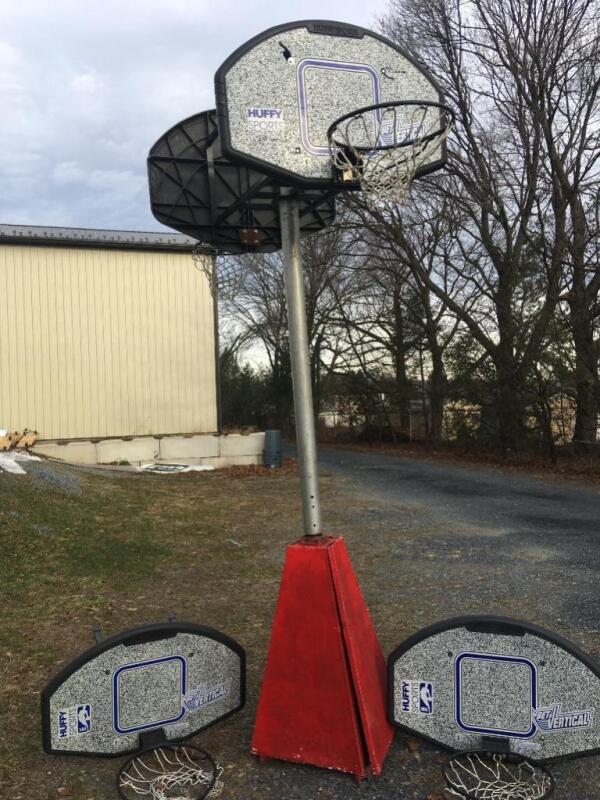 Custom made revolving basketball with 4 hoops