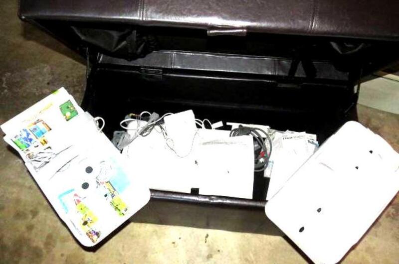 Wii game system in storage bench