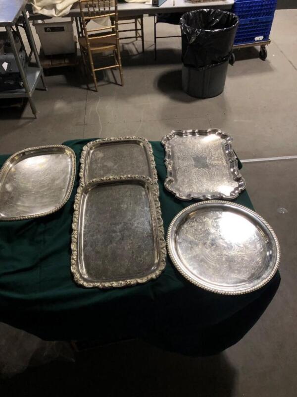 (5) Assorted Silver Trays