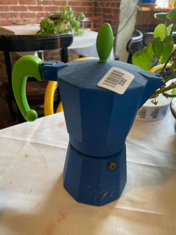 Blue and Green Espresso Maker