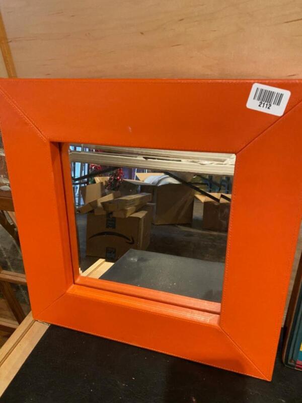 Orange Leather Mirror