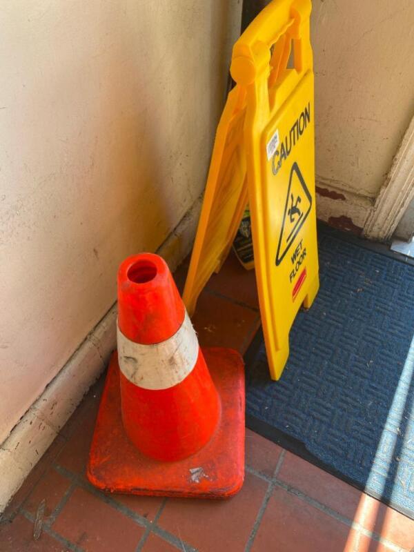 Caution Sign and Cone