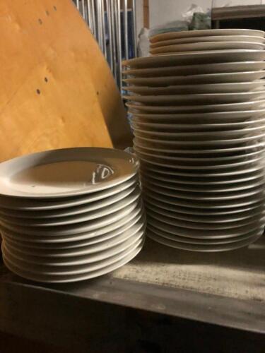 35 White Durasan China 6.5'' Plates