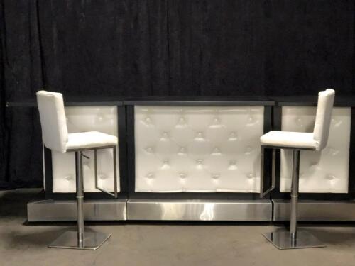 Black and White Tufted Bar and Stools