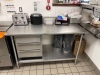 Stainless steel prop table with three drawers