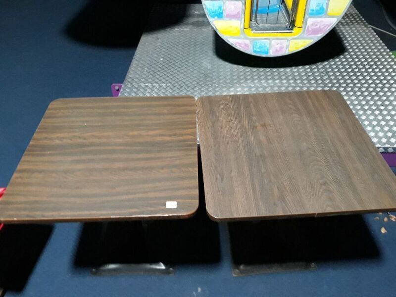 2 Square Woodgrain Tables