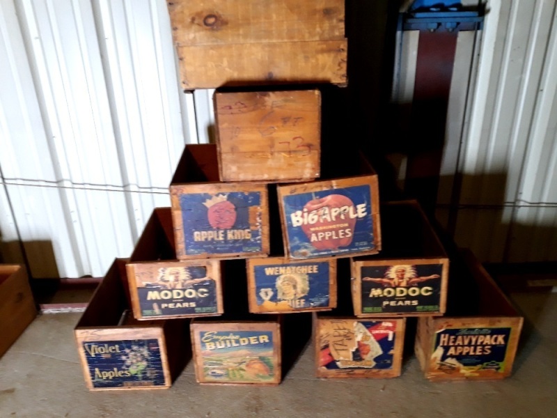 Antique Advertising Wooden Apple and Fruit Crates