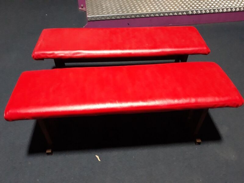 2 Red vinyl covered benches