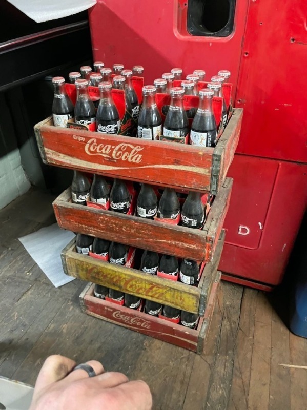 Lot of 4 Coca Cola crates with bottles