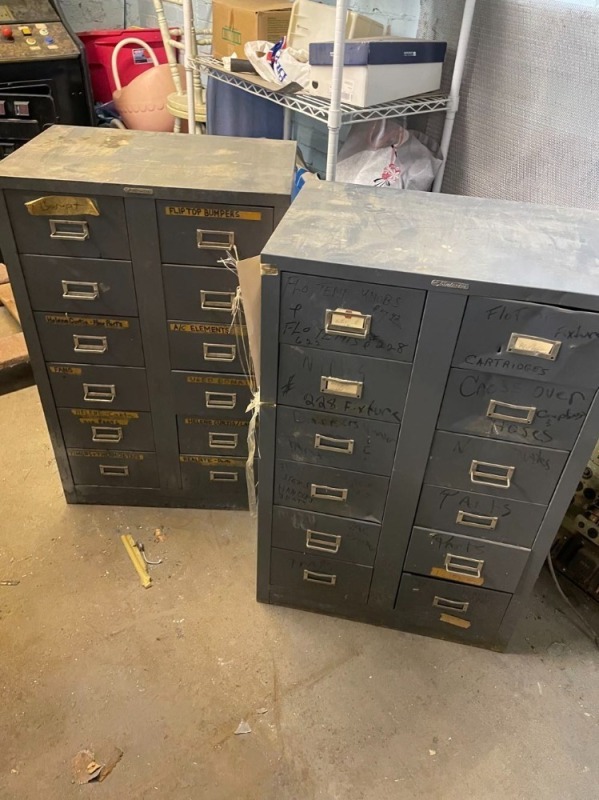 Pair of Metal Parts Cabinets