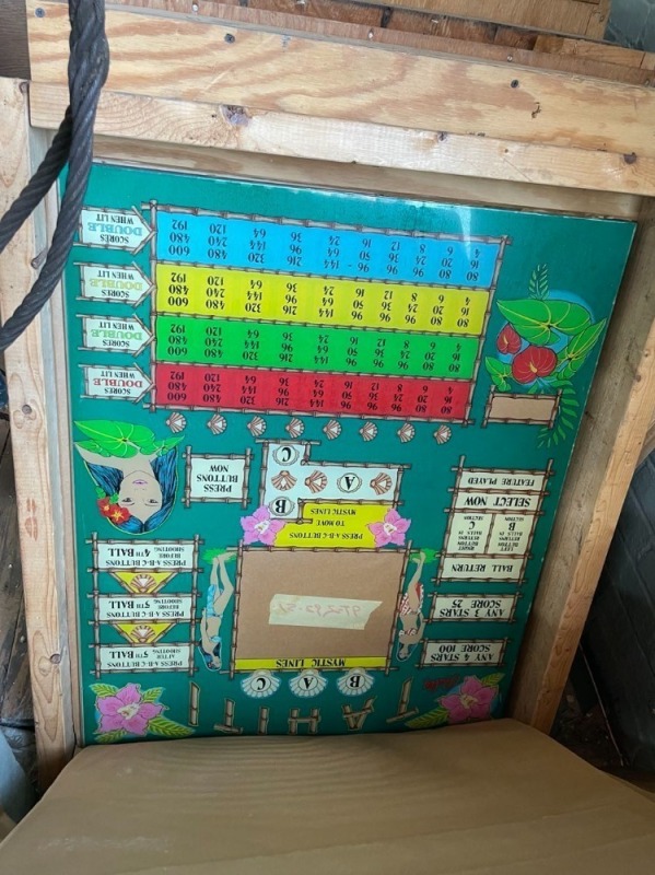 Crate of Stock Market and Tahiti Bingo Pinball Backglasses