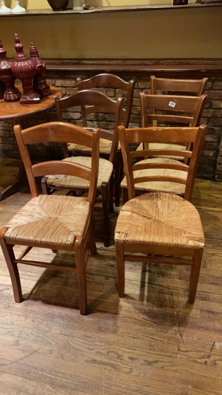 6 Wooden Woven Chairs