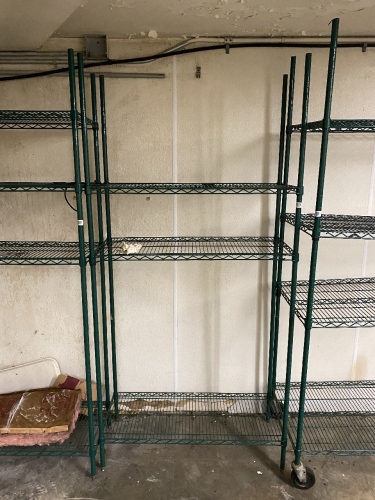 Green shelving unit