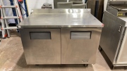 True Refrigeration Stainless Steel Work Top 2 Door Fridge on wheels