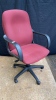 (3) Red Office Chairs on wheels