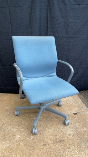 (2) Light Blue Office Chairs on wheels