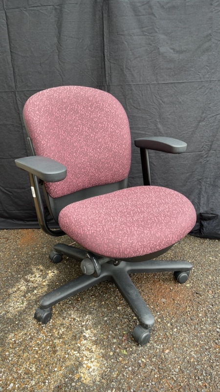 (7) Maroon Patterned Office Chairs on wheels