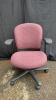 (7) Maroon Patterned Office Chairs on wheels - 2