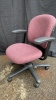 (7) Maroon Patterned Office Chairs on wheels - 3