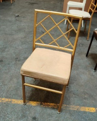 110 Brand New Gold Metal Banquet Diamond Back Chair