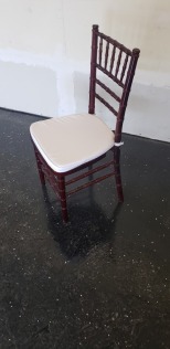 50 Mahogany wood chiavari chairs with white seat pad