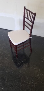 52 Mahogany wood chiavari chairs with white seat pad