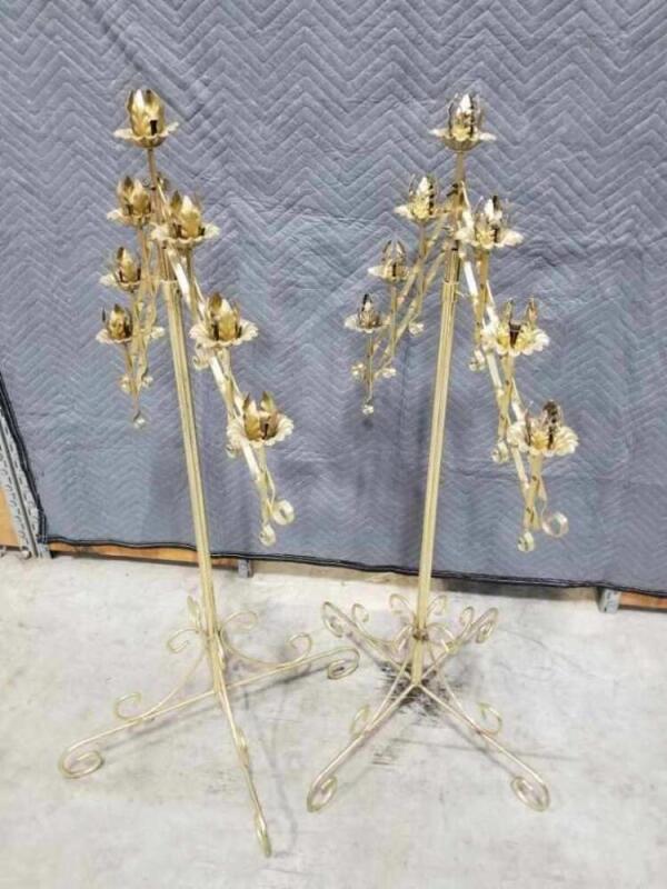 (4) 7 Lite Adjustable Brass Candelabra