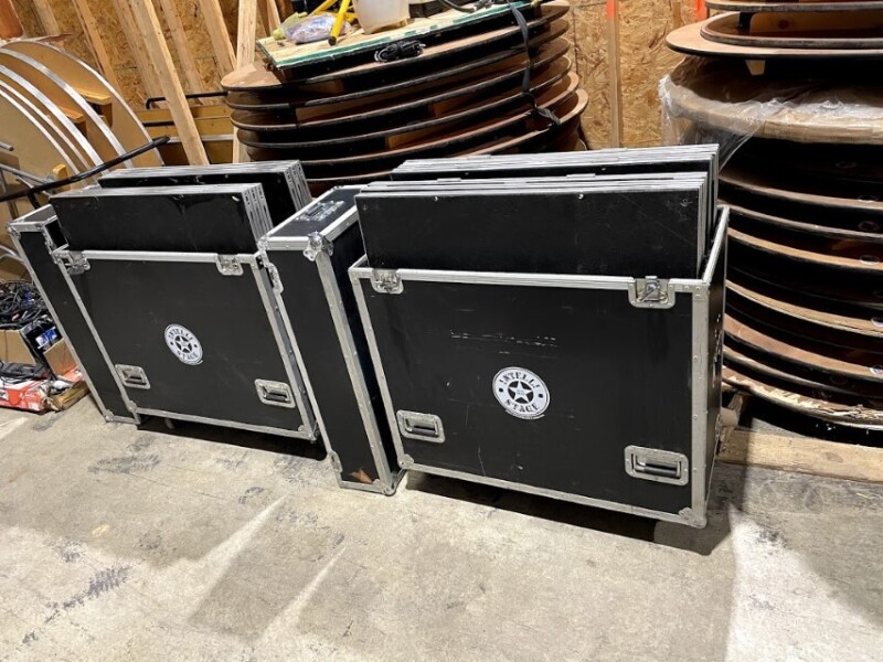 (2) Rolling hard cases contains (6) 3'x3' Stage pieces 