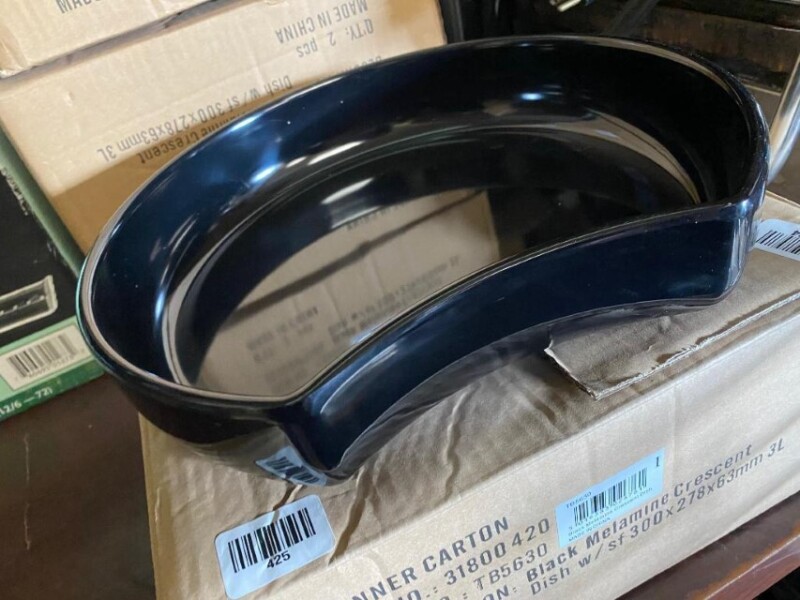 6 Black Melamine Crescent Serving Dishes