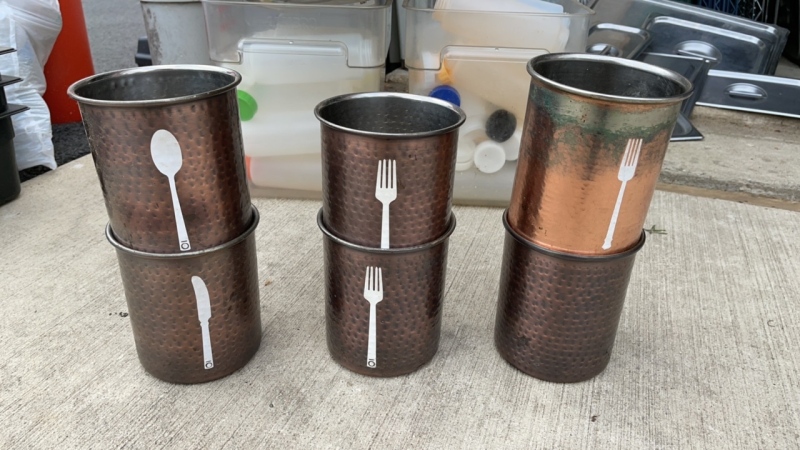 6 Copper Siverware Organizers