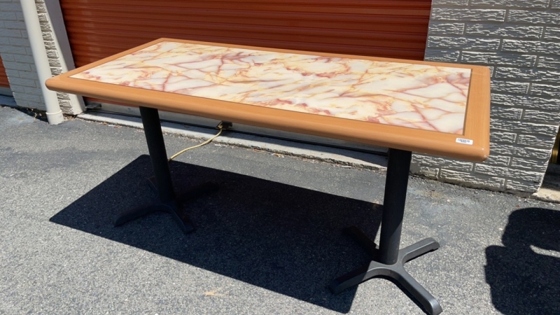 1 Marble Design Wooden Table with Gold Trim