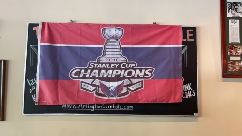 Decorated Chalkboard and Caps Flag