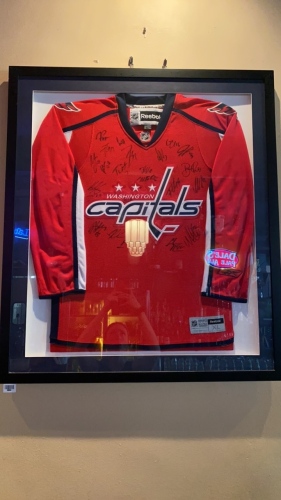 Framed Washington Capitals Hockey Jersey with autographs