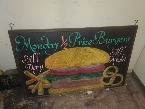 Original "Half Price Burger" Chalkboard