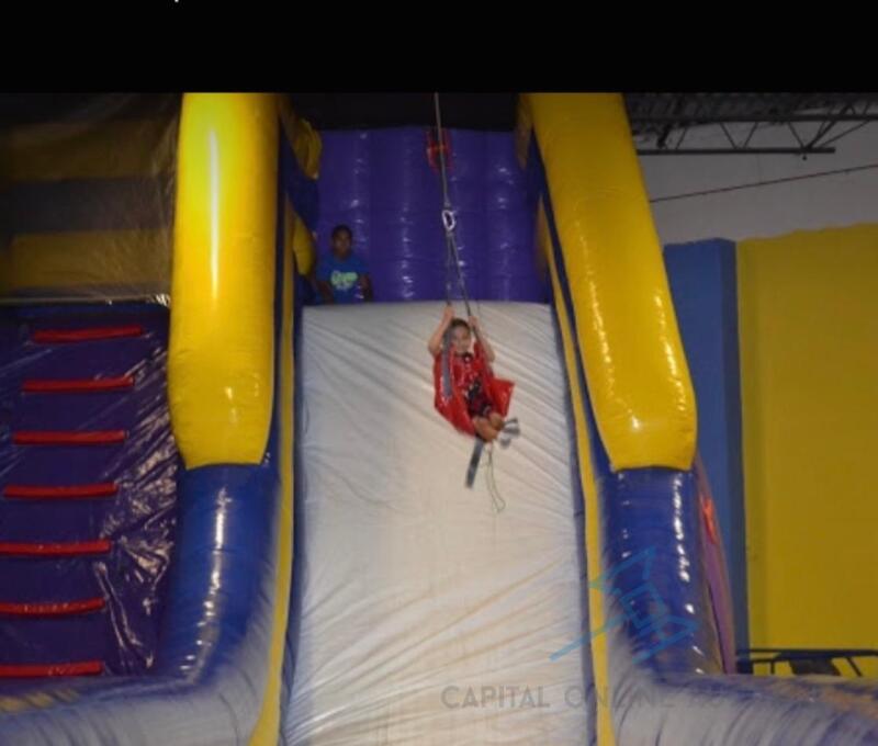 90’ inflatable ZIPLINE with obstacle course 