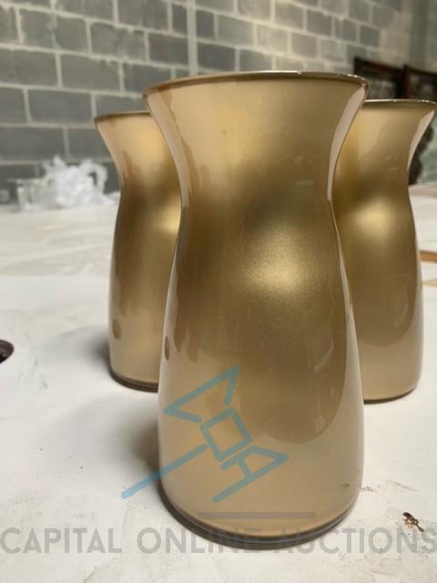 (3) Gold Vases