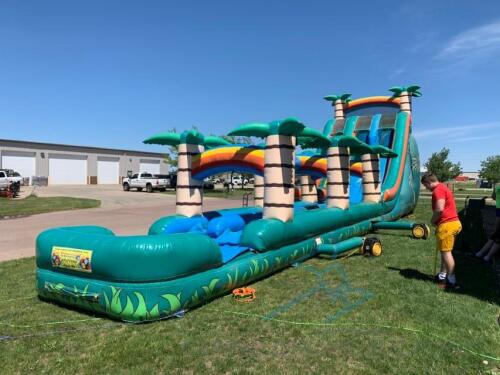 22 Ft Tropical Dual Lane Waterslide w/ Slip N Slide