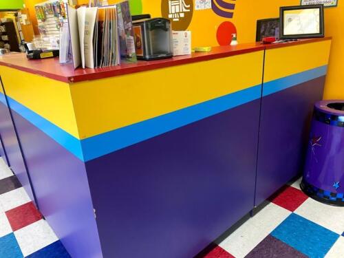 3-Section Retail Counter with drawers and shelves